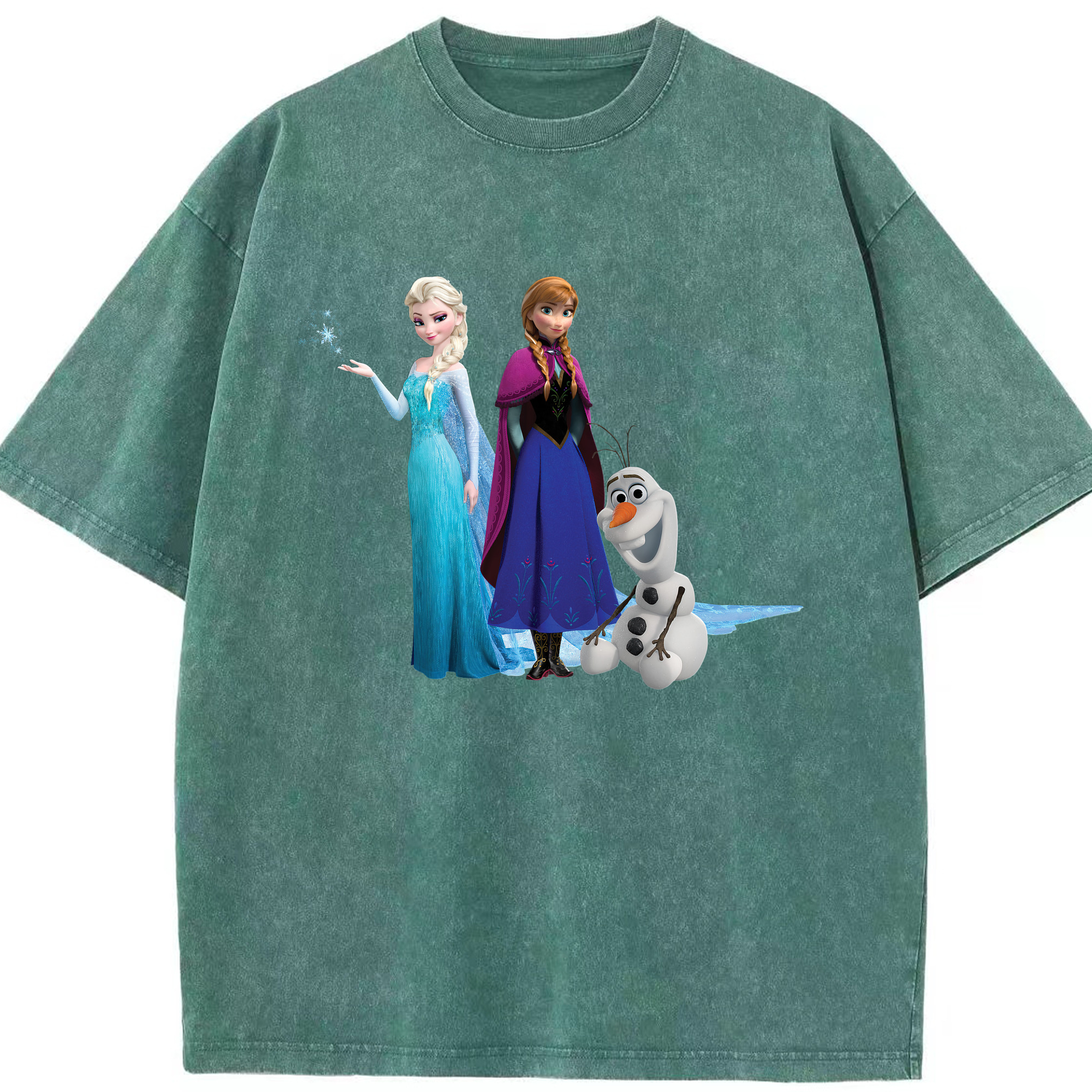 （画像用） アナと雪の女王 アンナ エルサ Frozen Anna Elsa 綿100% ヴィンテージ風 半袖Tシャツ（フロントプリント）